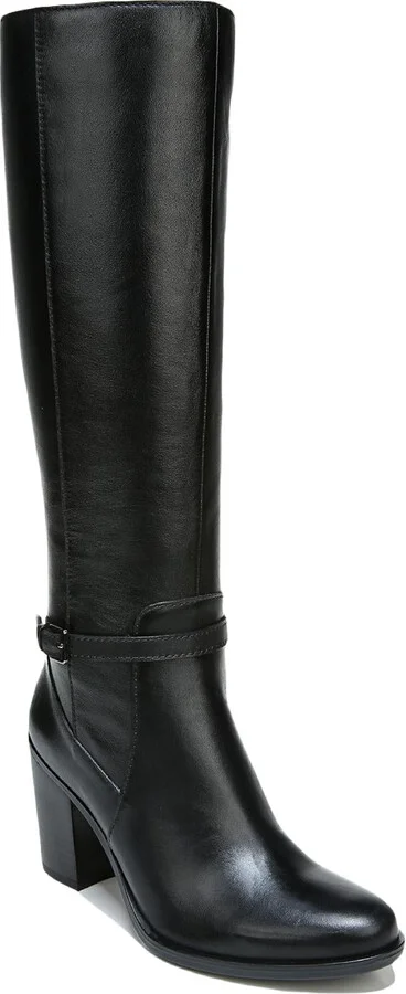 Kalina Womens Leather Block Heel Knee-High Boots