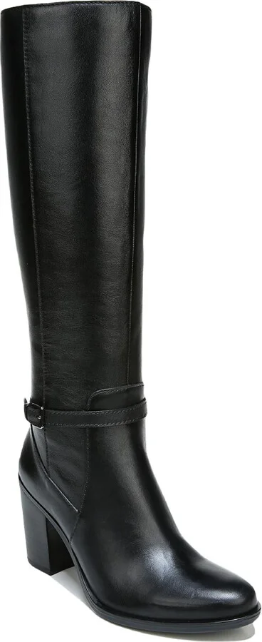 Kalina Womens Leather Wide Calf Knee-High Boots