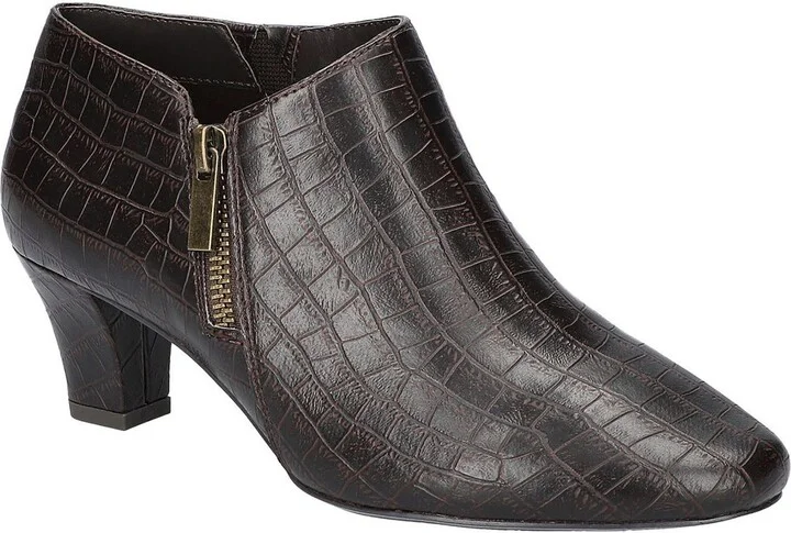 Kalinda Womens Faux Leather Block Heel Ankle Boots