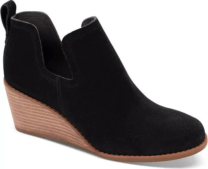 Kallie Boots Women's US 7 Black Wedge Heel Round Toe Ankle Bootie ZPO1389