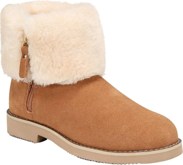 Kalliees Womens Faux Fur Lined Faux Fur Shearling Boots