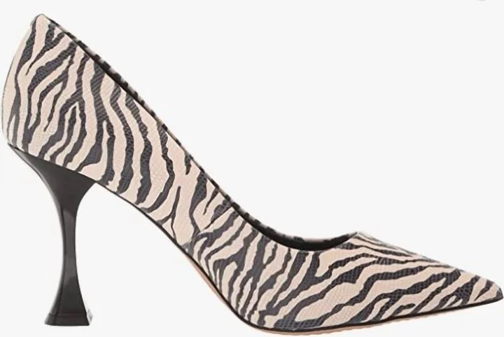 Kamerna-3 Zebra Heeled Pump In Cotton White