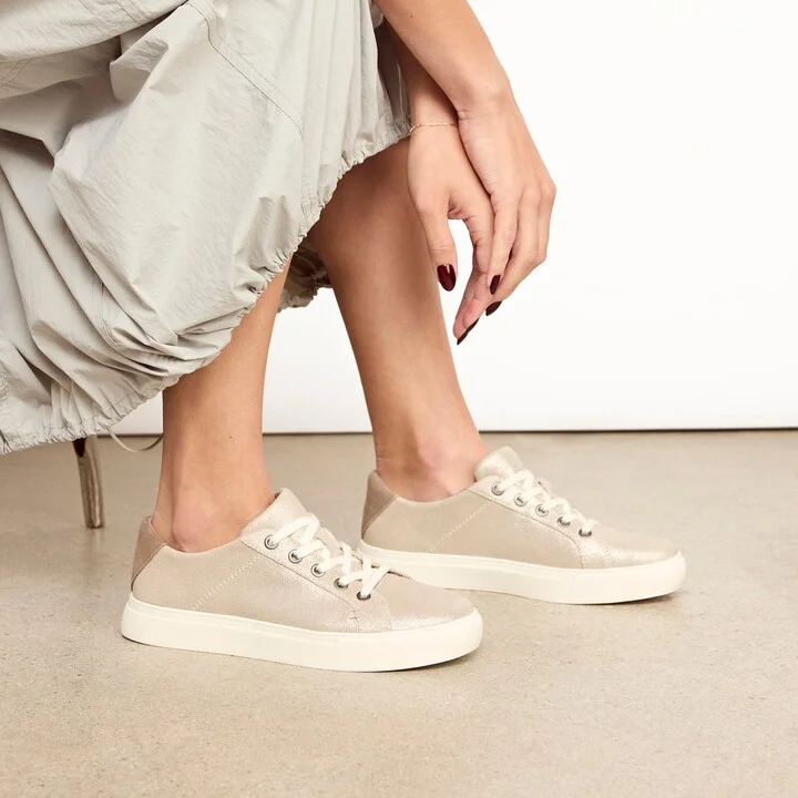 Kameron Champagne Metallic Suede Sneaker - Image 3