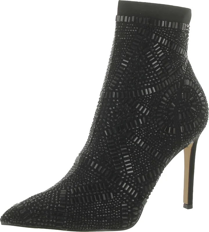 Kami Womens Embellished Pointed Toe Ankle Boots