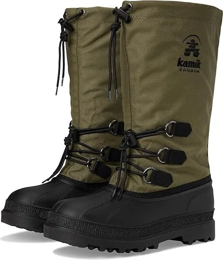 Kamik Canuck Men's Cold Weather Boots Dark Olive : 12 D - Medium, Rubber/Textile