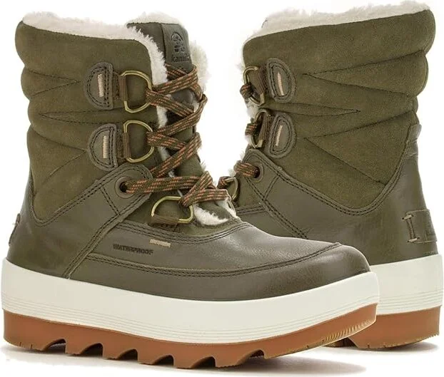 Kamik Celeste Mid Women's Shoes Dark Olive : 7 B - Medium, Leather/Suede