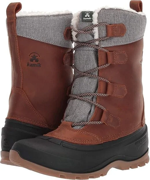 Kamik Snowgem Women's Boots Cognac : 5 B - Medium, Leather/Synthetic/Textile