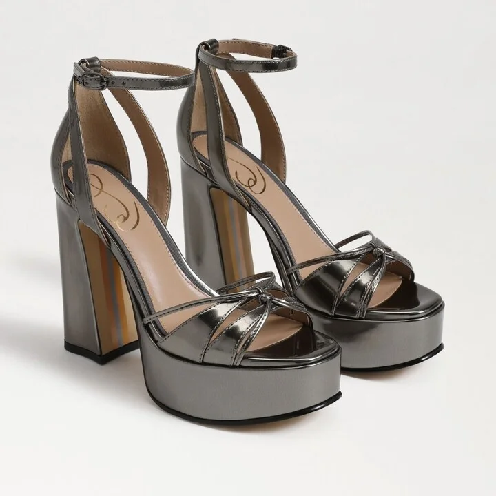 Kamille I7555S3301 Heel Women's 9.5 Gray Platform Ankle Strap KHD219
