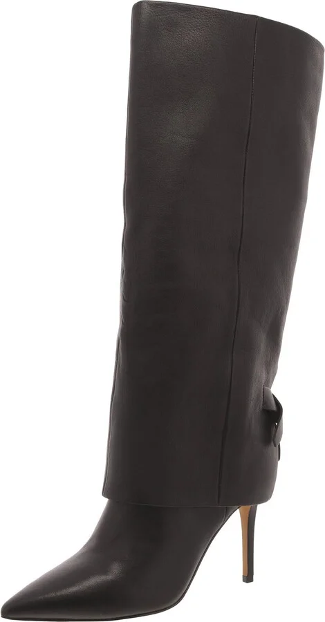 KAMMITIE Womens Leather Pointed toe Over-The-Knee Boots