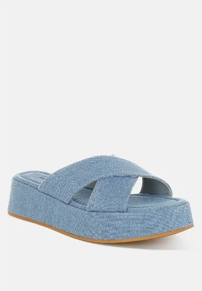 Karbi Denim Flatform Slip Ons Women - Image 2