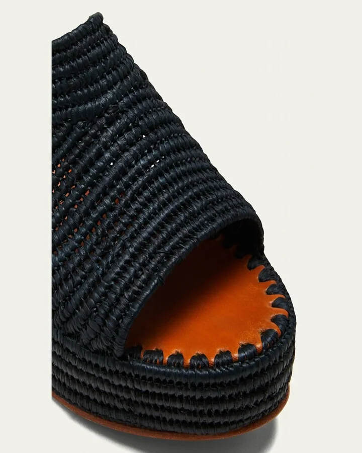 Karim Woven Raffia Wedge Slide Sandals - Image 2