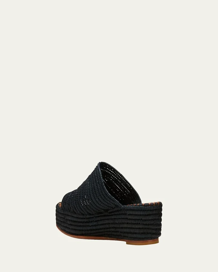 Karim Woven Raffia Wedge Slide Sandals - Image 4