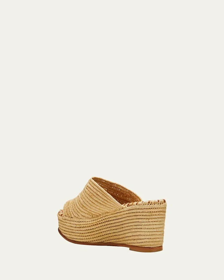 Karim Woven Raffia Wedge Slide Sandals - Image 10