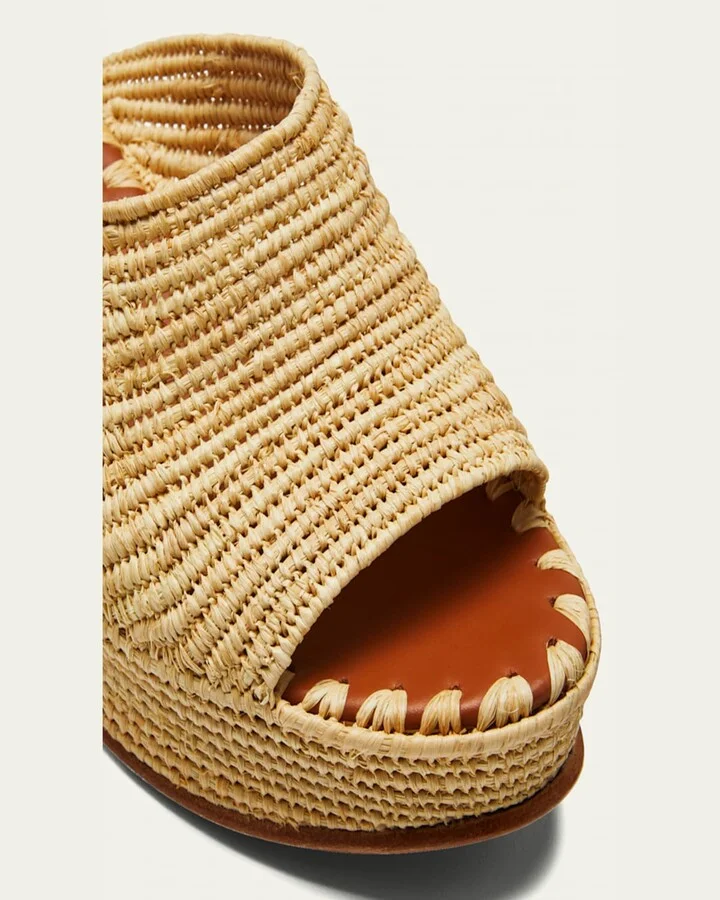 Karim Woven Raffia Wedge Slide Sandals - Image 11