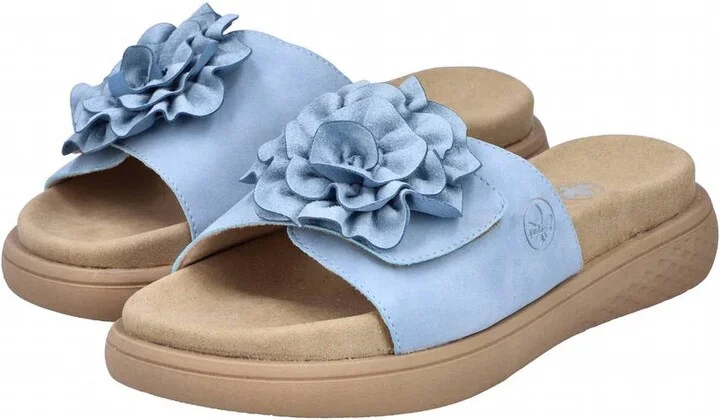 Karin Flower Topped Velcro Sandal In Blue
