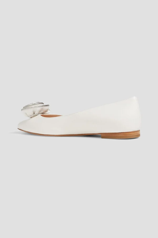 Karina floral-appliquéd leather point-toe flats - Image 3