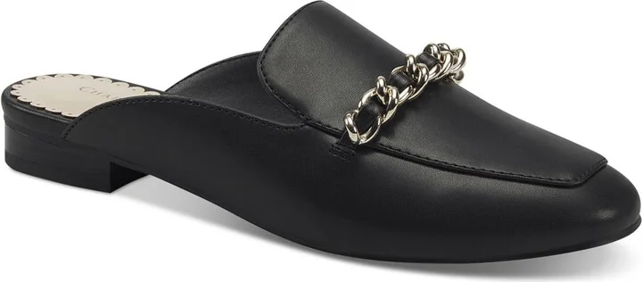 karip Womens Faux Leather Chain Mules