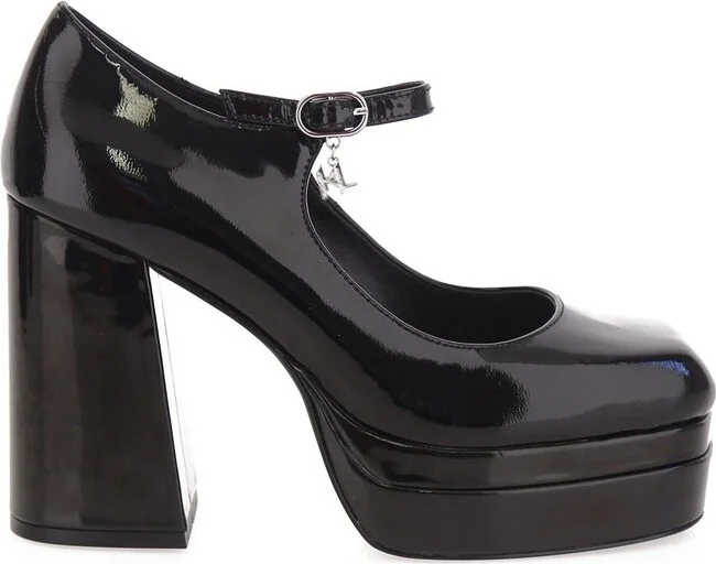 Karl Lagerfeld Ankle Strap Block Heel Pumps