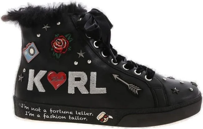 Karl Lagerfeld Embellished Lace-Up Sneakers