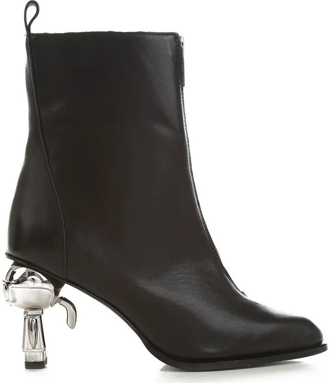Karl Lagerfeld Ikonik Front Zipped Heeled Boots