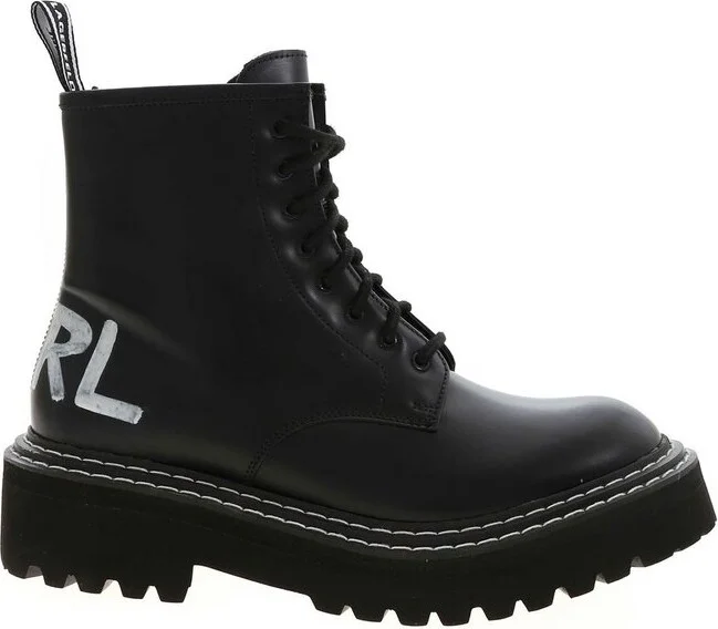 Karl Lagerfeld Logo Detailed Lace-Up Boots