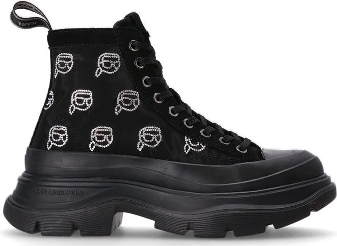 Karl Lagerfeld Luna Embellished Mesh Boots