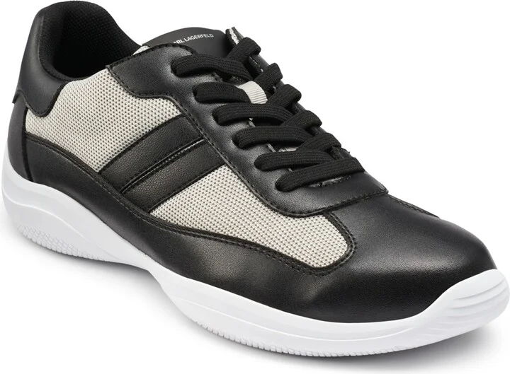 Karl Lagerfeld Men's Leather Sneaker - Black, Gray