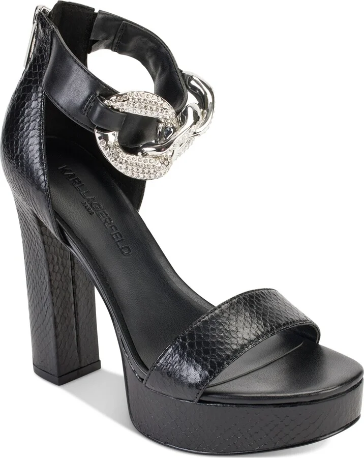 Karl Lagerfeld Paris Anisha Ankle Strap Embellished Platform Sandals