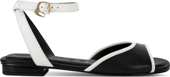 Karl Lagerfeld Paris Cabria Ankle-Strap Flats - Black/ White - Image 2