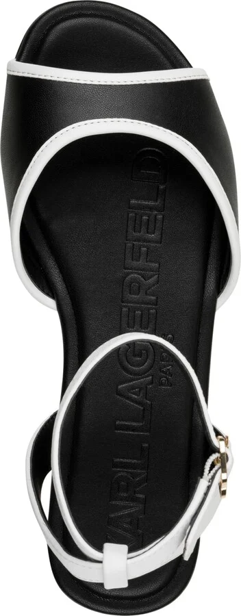 Karl Lagerfeld Paris Cabria Ankle-Strap Flats - Black/ White - Image 4