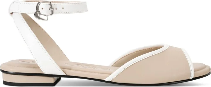 Karl Lagerfeld Paris Cabria Ankle-Strap Flats - Black/ White - Image 6