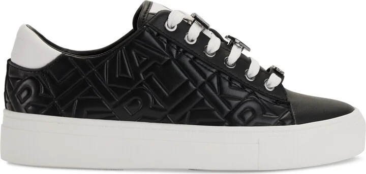 Karl Lagerfeld Paris Cate Karl Box Lace-Up Low-Top Sneakers - Black/ Bright White - Image 2