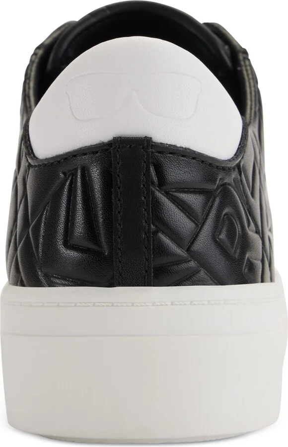 Karl Lagerfeld Paris Cate Karl Box Lace-Up Low-Top Sneakers - Black/ Bright White - Image 3