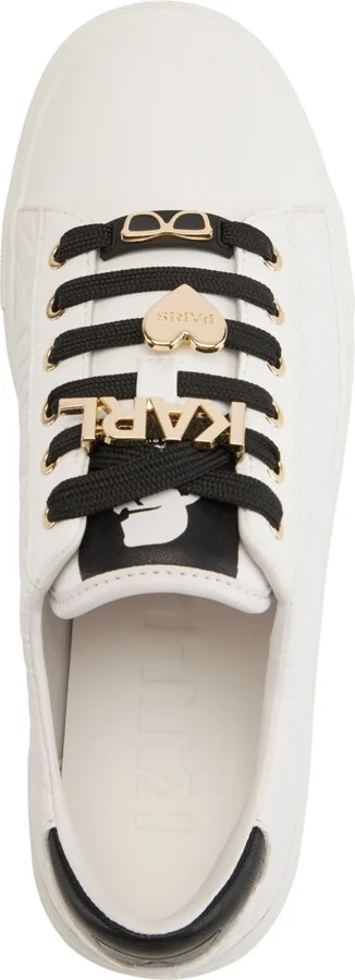 Karl Lagerfeld Paris Cate Karl Box Lace-Up Low-Top Sneakers - Black/ Bright White - Image 8