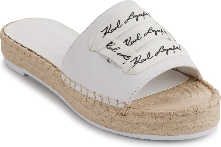 Karl Lagerfeld Paris Cherie Logo Slip-On Espadrille Platform Slide Sandals