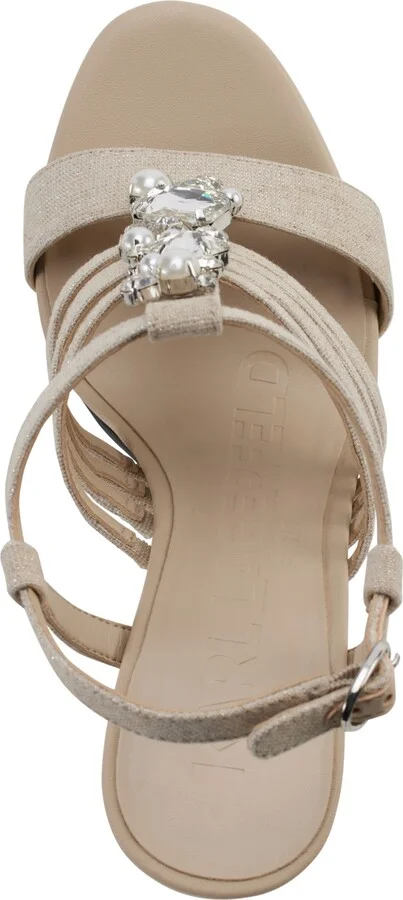 Karl Lagerfeld Paris Cicely Strappy Embellished Dress Sandals - Natural/ Silver - Image 4