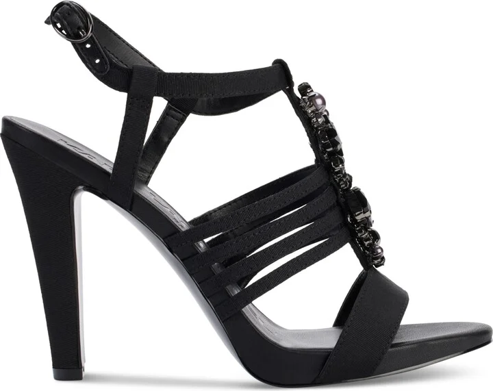 Karl Lagerfeld Paris Cicely Strappy Embellished Dress Sandals - Natural/ Silver - Image 6