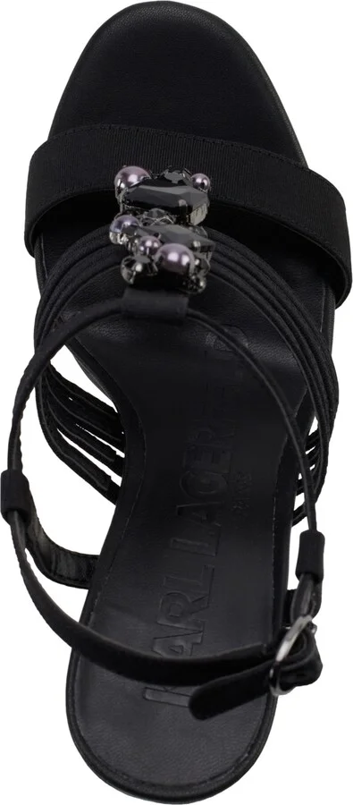 Karl Lagerfeld Paris Cicely Strappy Embellished Dress Sandals - Natural/ Silver - Image 8