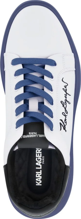 Karl Lagerfeld Paris Men's Embroidered Signature Logo Sneakers - White, Blue - Image 4