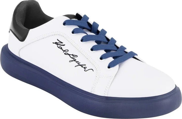 Karl Lagerfeld Paris Men's Embroidered Signature Logo Sneakers - White, Blue