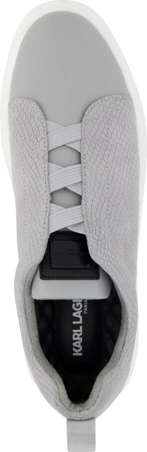 Karl Lagerfeld Paris Men's Front Crossed Reptile Print Slip On Sneakers - Image 4