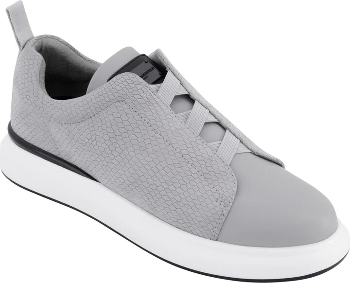 Karl Lagerfeld Paris Men's Front Crossed Reptile Print Slip On Sneakers