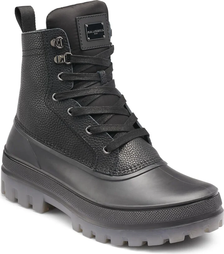 Karl Lagerfeld Paris Men's Mid Height Performance Polar Fleece Lining & Translucent Sole Boot Combat