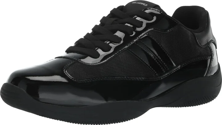 Karl Lagerfeld Paris Men's Patent Leather Camo Black Sole Sneaker