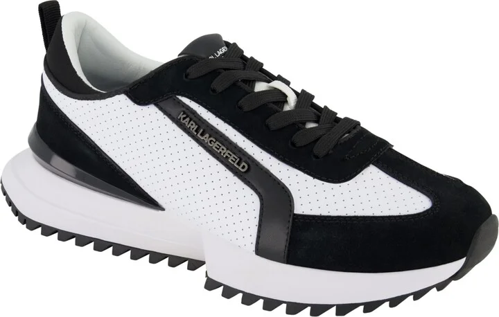 Karl Lagerfeld Paris Men's Perforated Metal Logo Running Sneakers