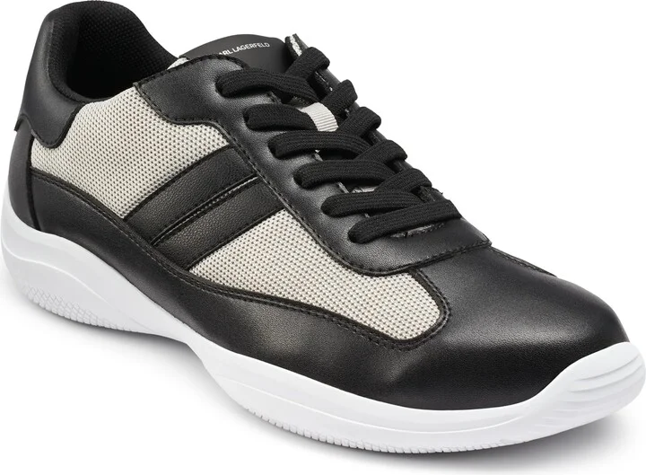 Karl Lagerfeld Paris Men's Recycled Leather Camo White Sole Sneaker