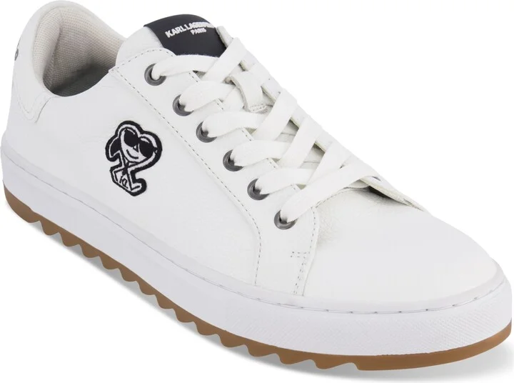 Karl Lagerfeld Paris Men's Side Heart Logo Patch Tumbled Leather Sneaker