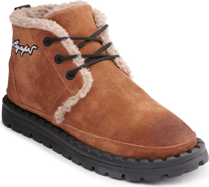Karl Lagerfeld Paris Men's Suede Chukka Faux Shearling Lining Boot Combat