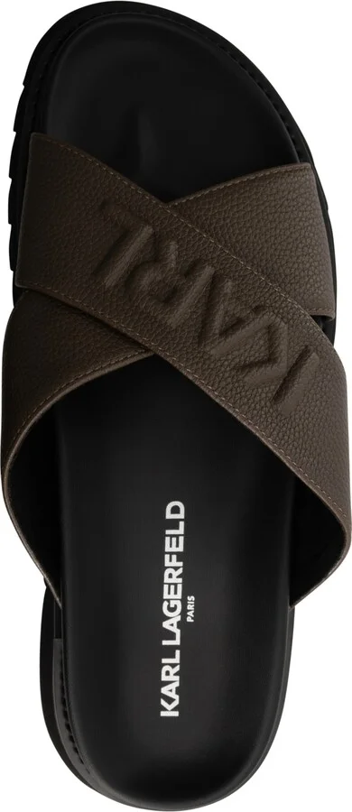 Karl Lagerfeld Paris Men's Tumbled Leather Criss Cross Sandal - Image 3