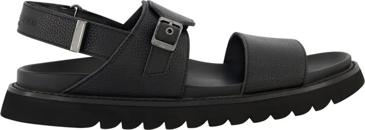 Karl Lagerfeld Paris Men's Tumbled Leather Fisherman Sandal - Image 2